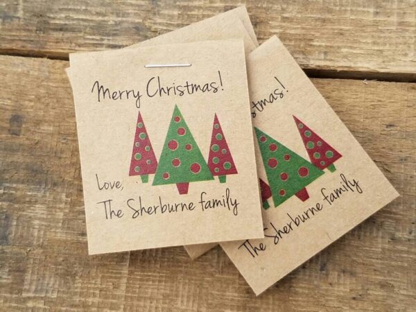 Christmas Party Favors Personalized Happy Holidays Merry Christmas Happy New Year Keepsakes Shabby Chic Rustic Flower Seed Packets - Image 2