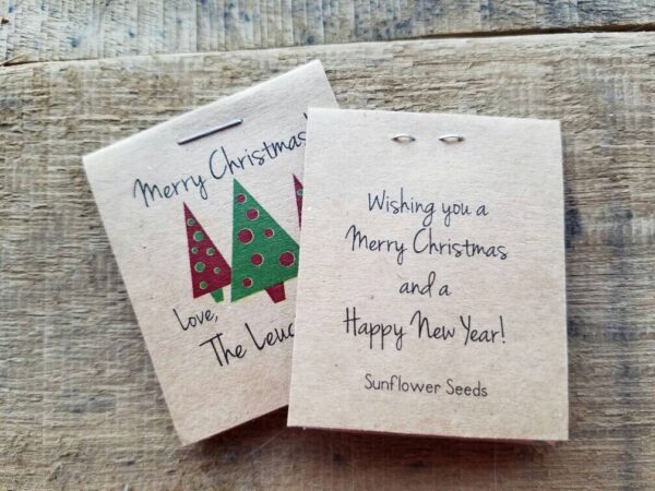 Christmas Party Favors Personalized Happy Holidays Merry Christmas Happy New Year Keepsakes Shabby Chic Rustic Flower Seed Packets - Image 5