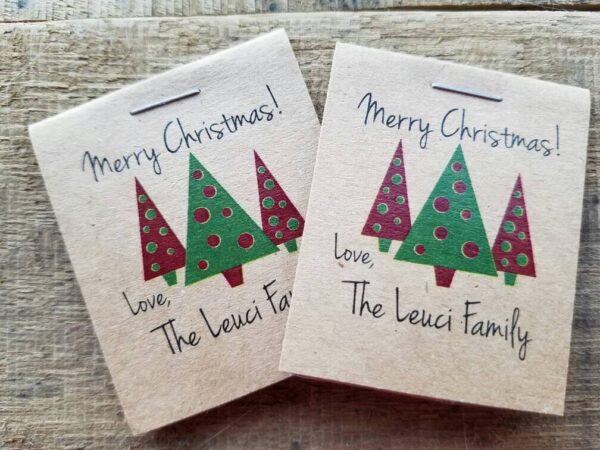 Christmas Party Favors Personalized Happy Holidays Merry Christmas Happy New Year Keepsakes Shabby Chic Rustic Flower Seed Packets - Image 3